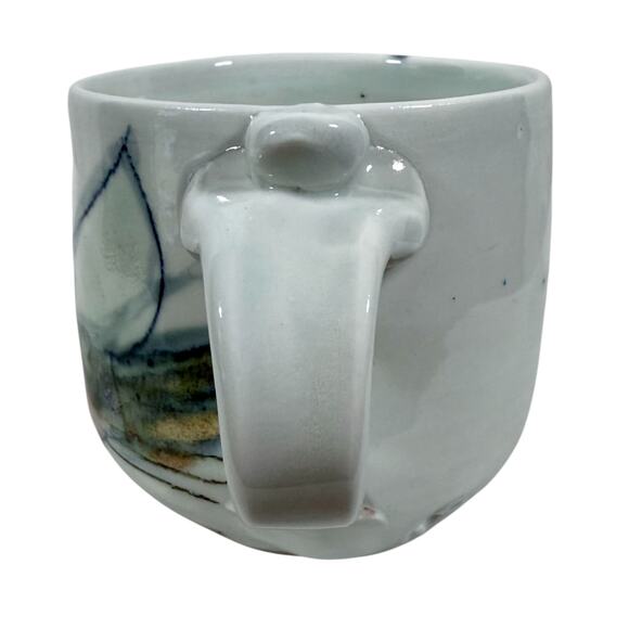 Jim Reno Pottery Dewittville NY Signed Pottery Coffee Mug White Sea Turtle - Picture 3 of 10